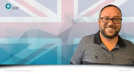 Ash Taylor over a UK Flag Background